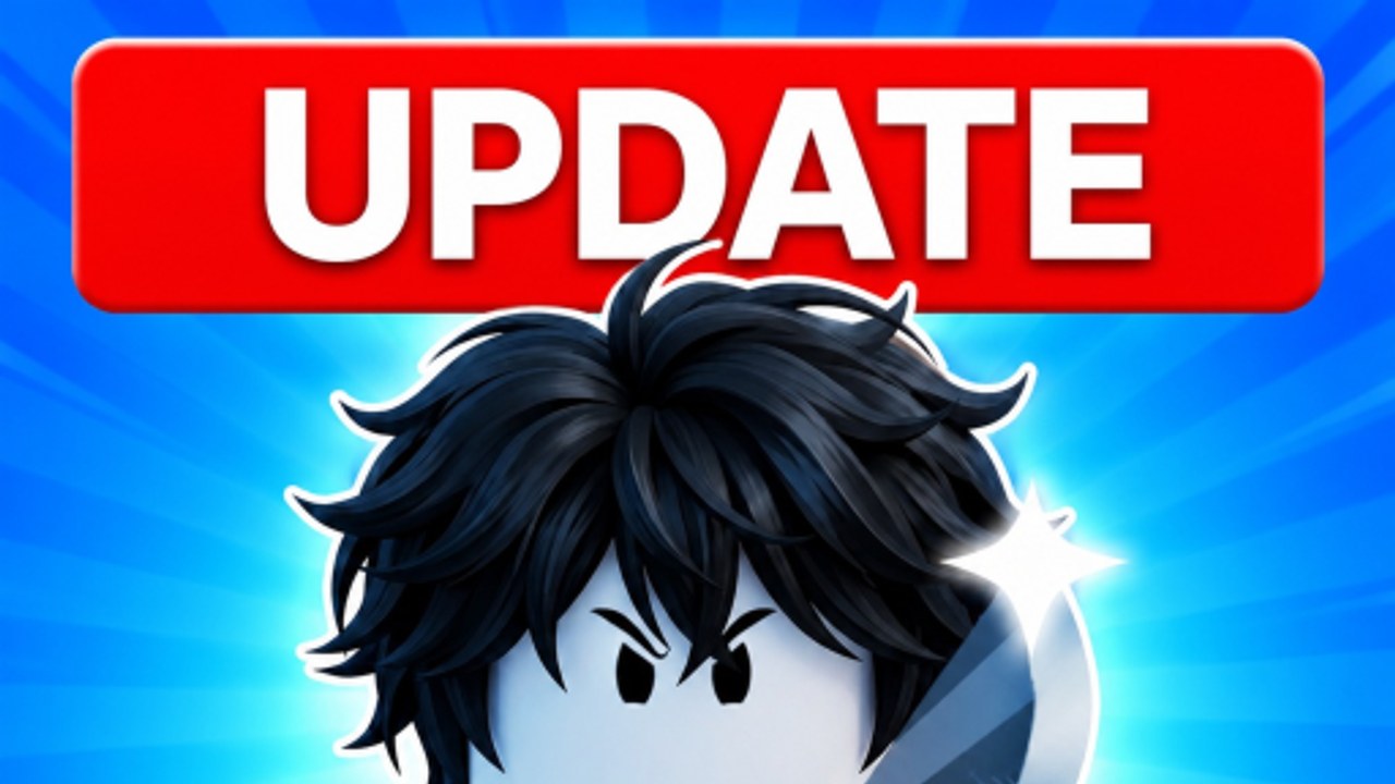 GODLY SIMULATOR official art showing the UPDATE banner and a grinning avatar with a gold-guard knife